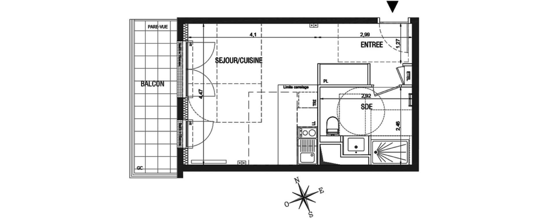 Appartement T1 de 30,12 m2 &agrave; Rueil-Malmaison L'arsenal