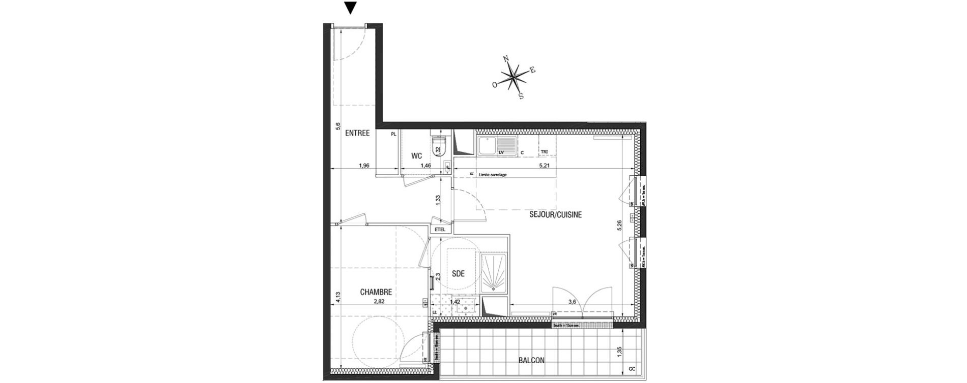 Appartement T2 de 52,50 m2 &agrave; Rueil-Malmaison L'arsenal