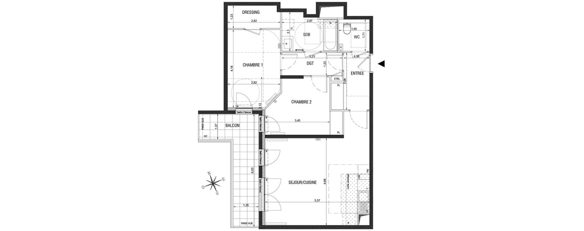 Appartement T3 de 70,45 m2 &agrave; Rueil-Malmaison L'arsenal