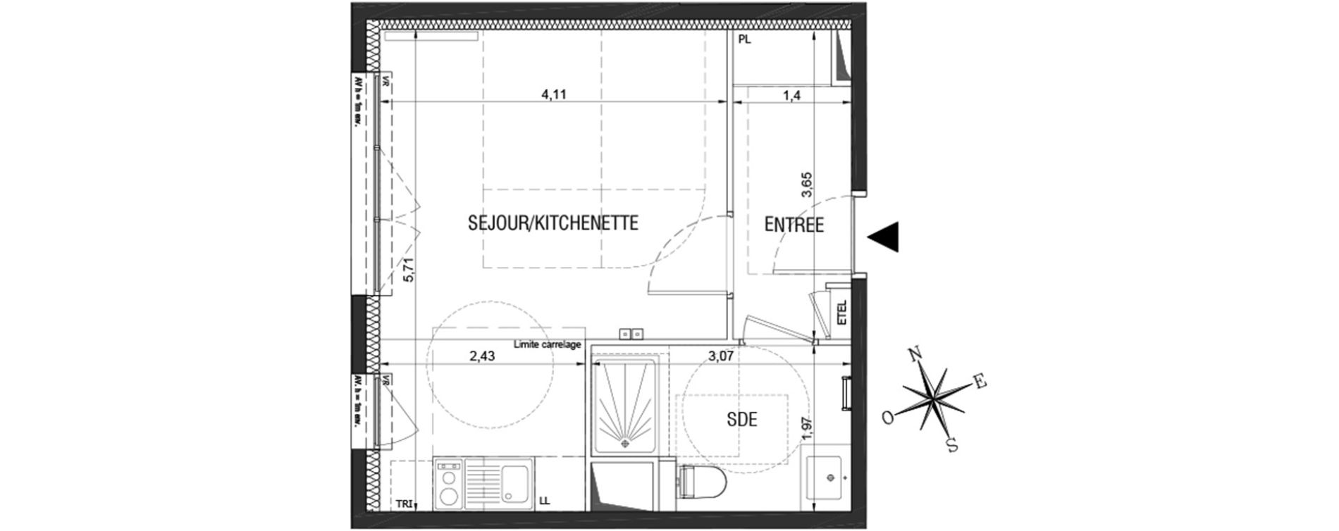 Appartement T1 de 30,31 m2 &agrave; Rueil-Malmaison L'arsenal