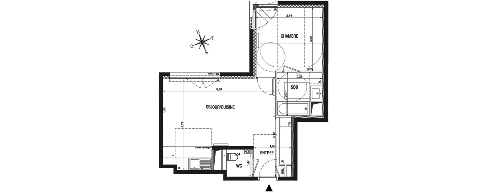 Appartement T2 de 46,59 m2 &agrave; Rueil-Malmaison L'arsenal