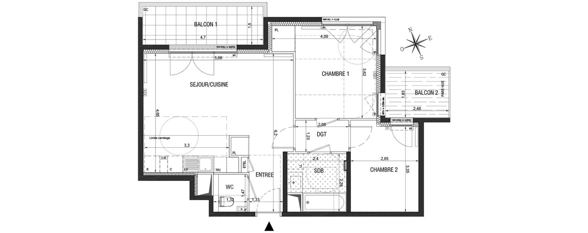 Appartement T3 de 59,60 m2 &agrave; Rueil-Malmaison L'arsenal