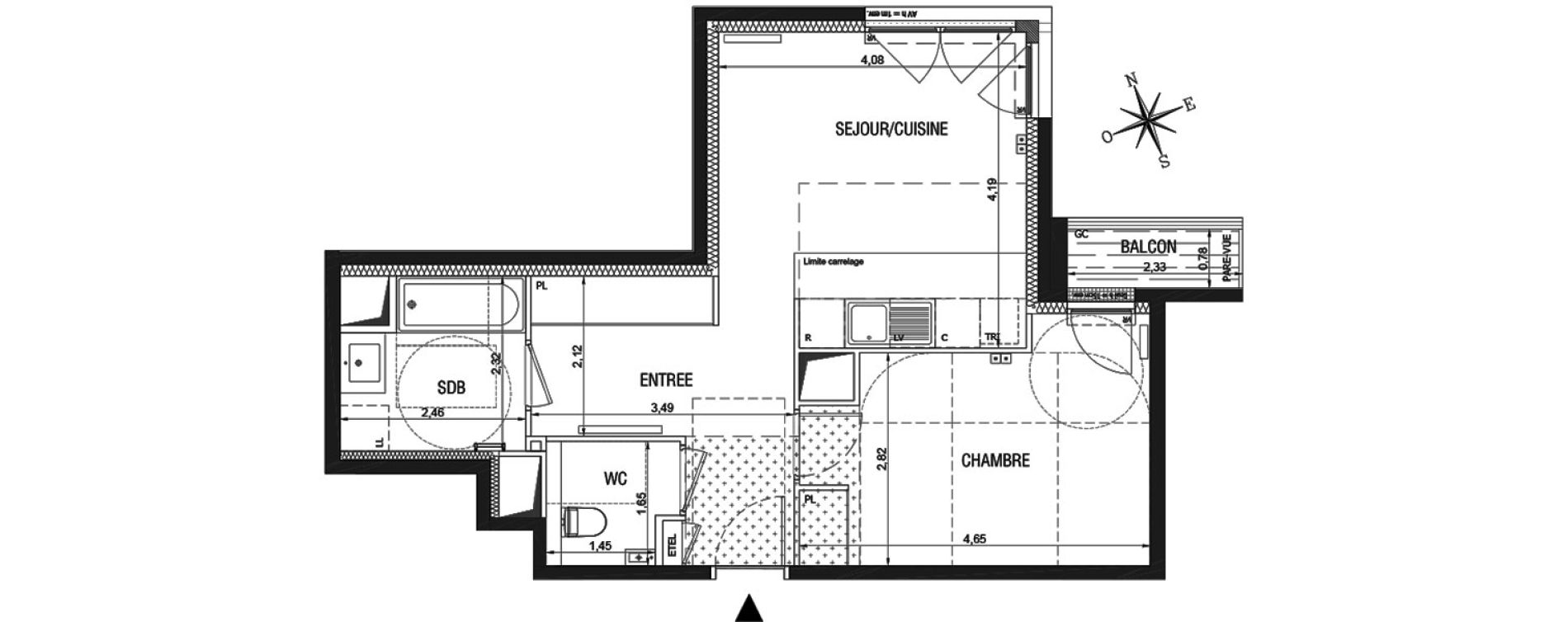 Appartement T2 de 47,09 m2 &agrave; Rueil-Malmaison L'arsenal