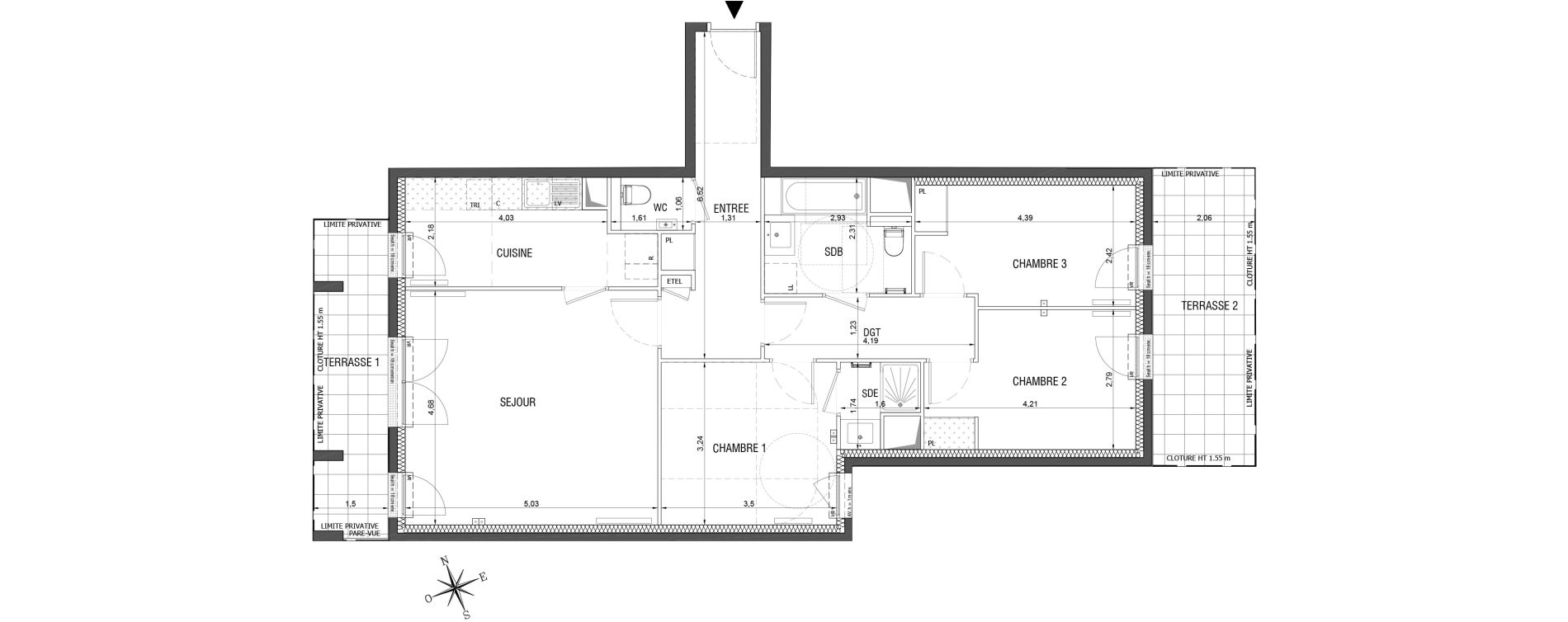 Appartement T4 de 90,24 m2 &agrave; Rueil-Malmaison L'arsenal