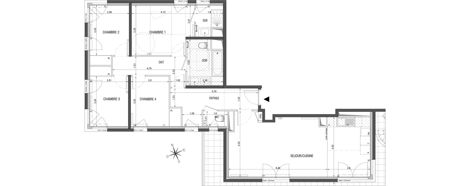 Appartement T5 de 103,80 m2 &agrave; Rueil-Malmaison L'arsenal