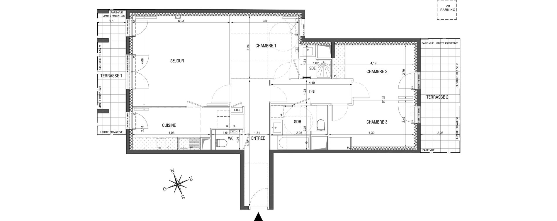 Appartement T4 de 90,40 m2 &agrave; Rueil-Malmaison L'arsenal