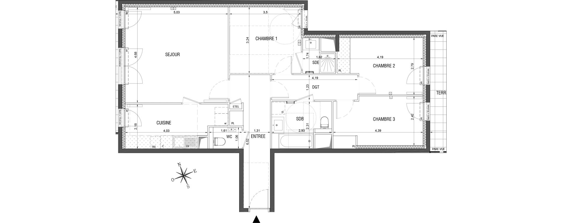 Appartement T4 de 90,40 m2 &agrave; Rueil-Malmaison L'arsenal