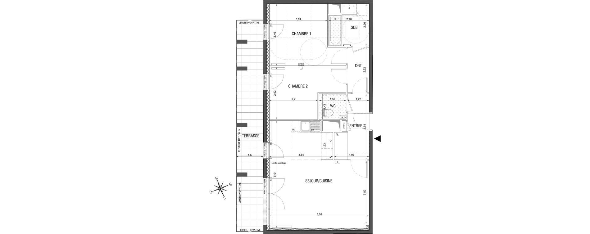 Appartement T3 de 66,58 m2 &agrave; Rueil-Malmaison L'arsenal