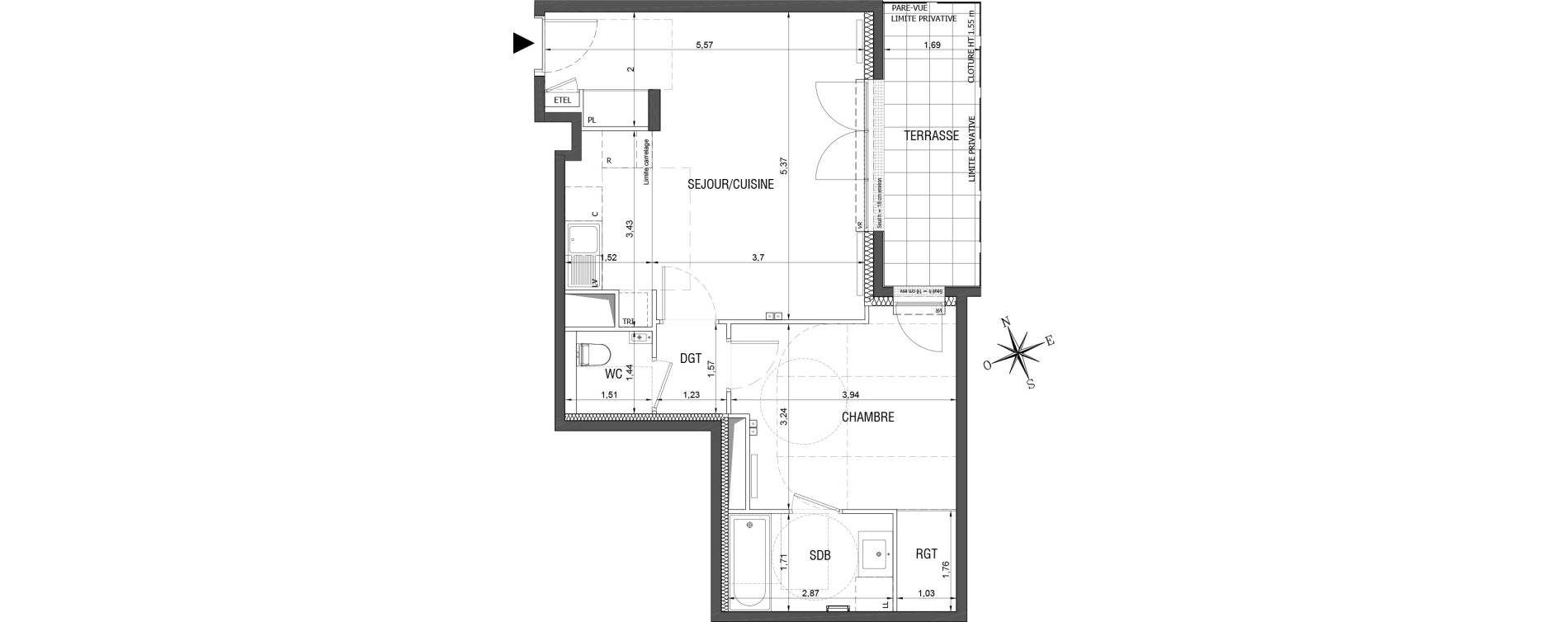 Appartement T2 de 51,04 m2 &agrave; Rueil-Malmaison L'arsenal