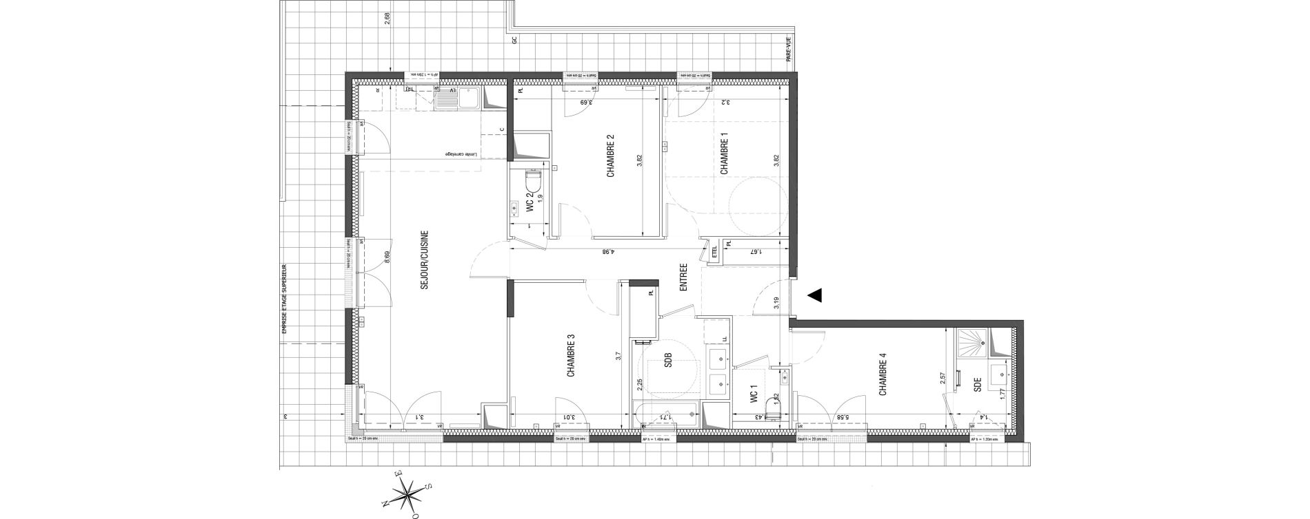 Appartement T5 de 102,82 m2 &agrave; Rueil-Malmaison L'arsenal