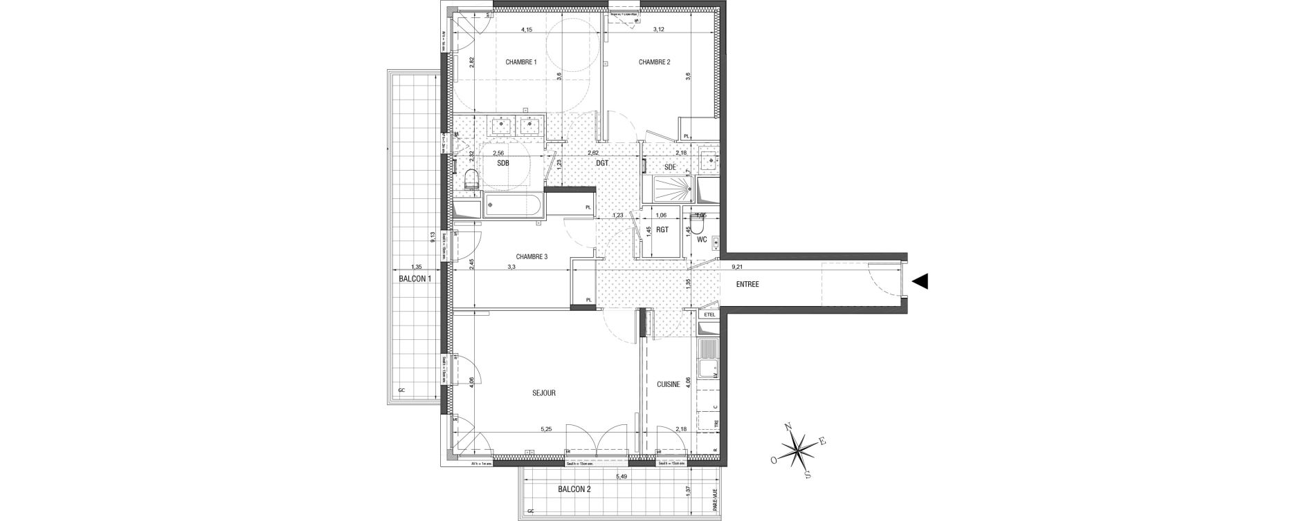 Appartement T4 de 94,51 m2 &agrave; Rueil-Malmaison L'arsenal