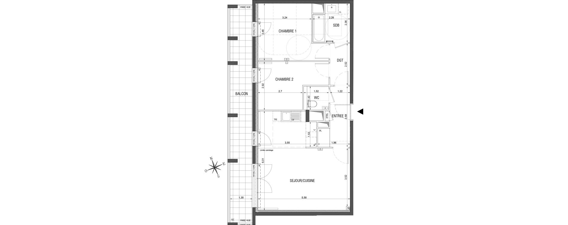 Appartement T3 de 66,28 m2 &agrave; Rueil-Malmaison L'arsenal