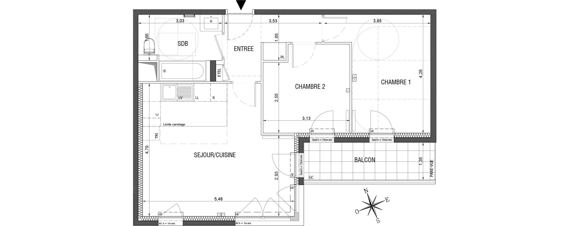 Appartement T3 de 59,03 m2 &agrave; Rueil-Malmaison L'arsenal
