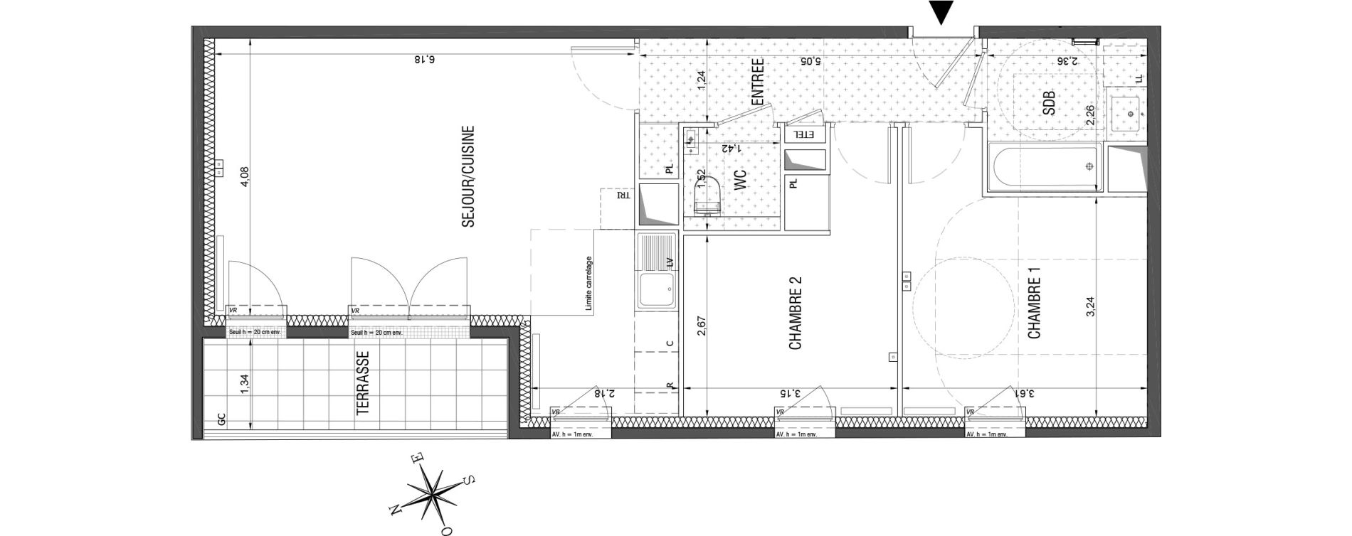 Appartement T3 de 66,54 m2 &agrave; Rueil-Malmaison L'arsenal