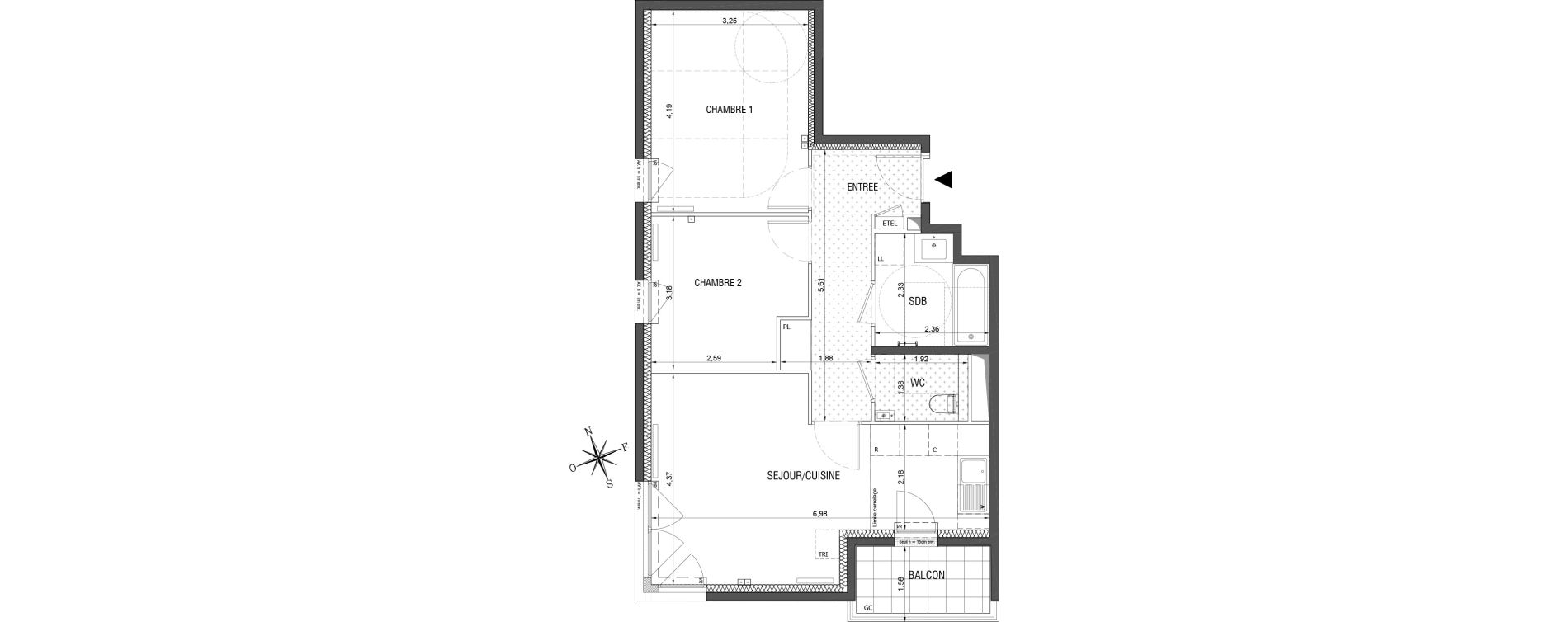 Appartement T3 de 62,92 m2 &agrave; Rueil-Malmaison L'arsenal