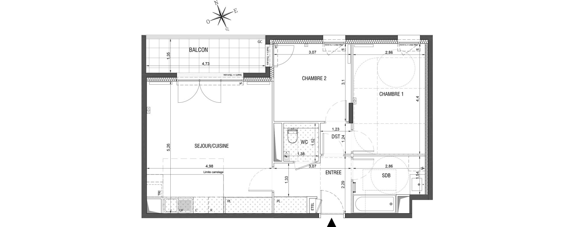 Appartement T3 de 63,33 m2 &agrave; Rueil-Malmaison L'arsenal