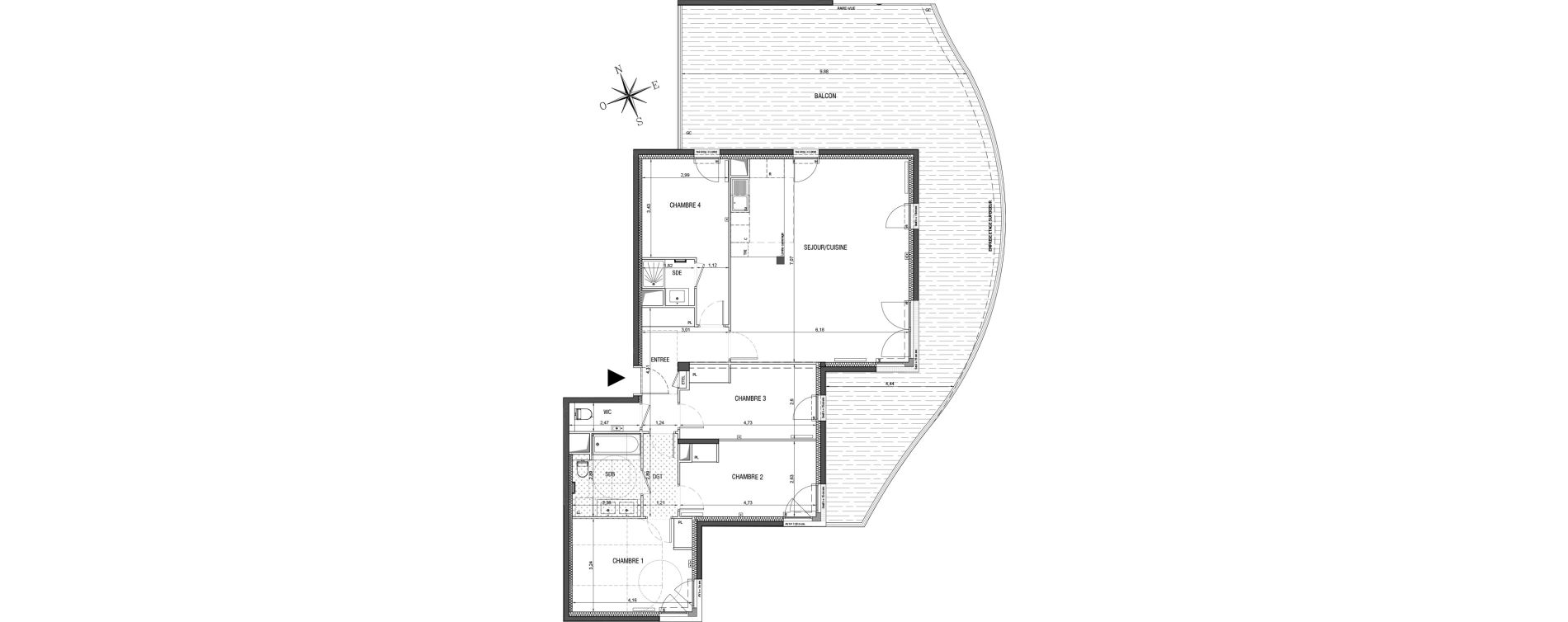 Appartement T5 de 116,21 m2 &agrave; Rueil-Malmaison L'arsenal