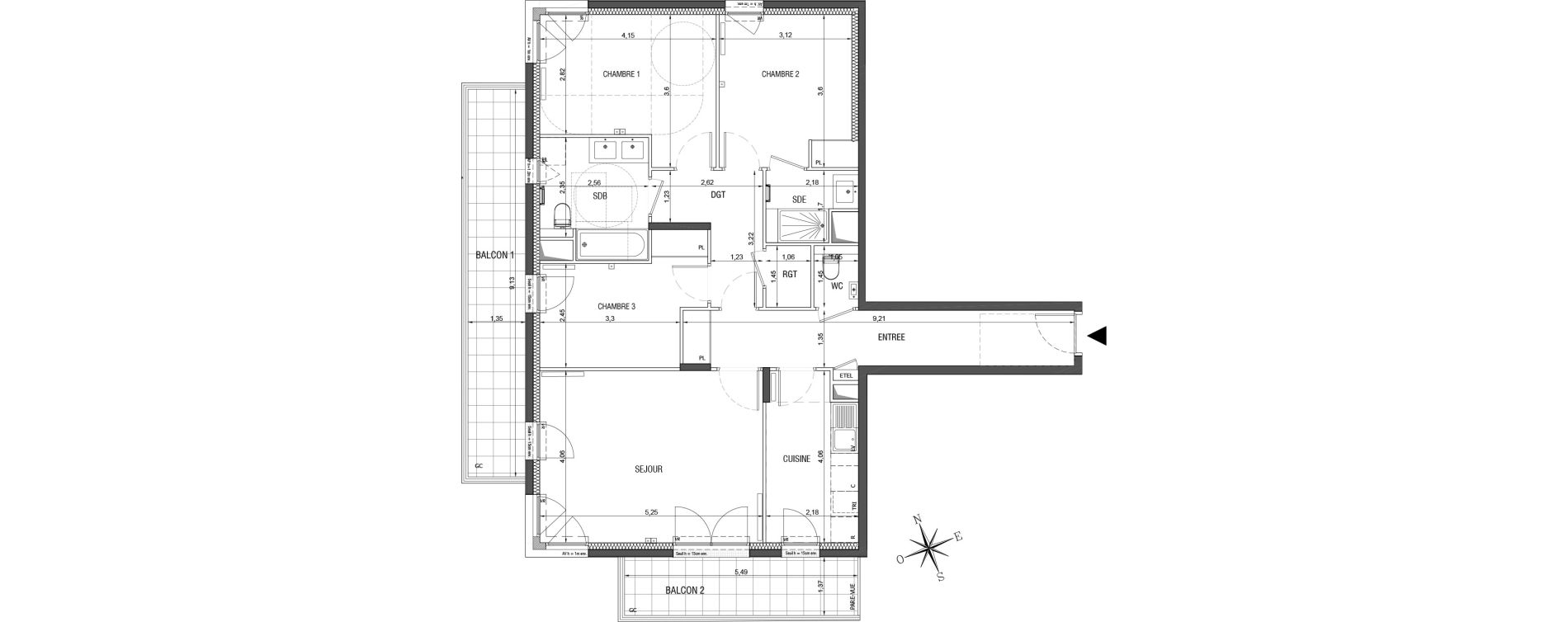 Appartement T4 de 94,53 m2 &agrave; Rueil-Malmaison L'arsenal