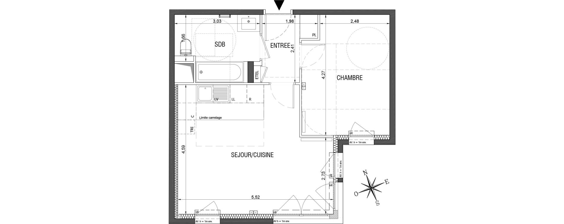 Appartement T2 de 46,07 m2 &agrave; Rueil-Malmaison L'arsenal
