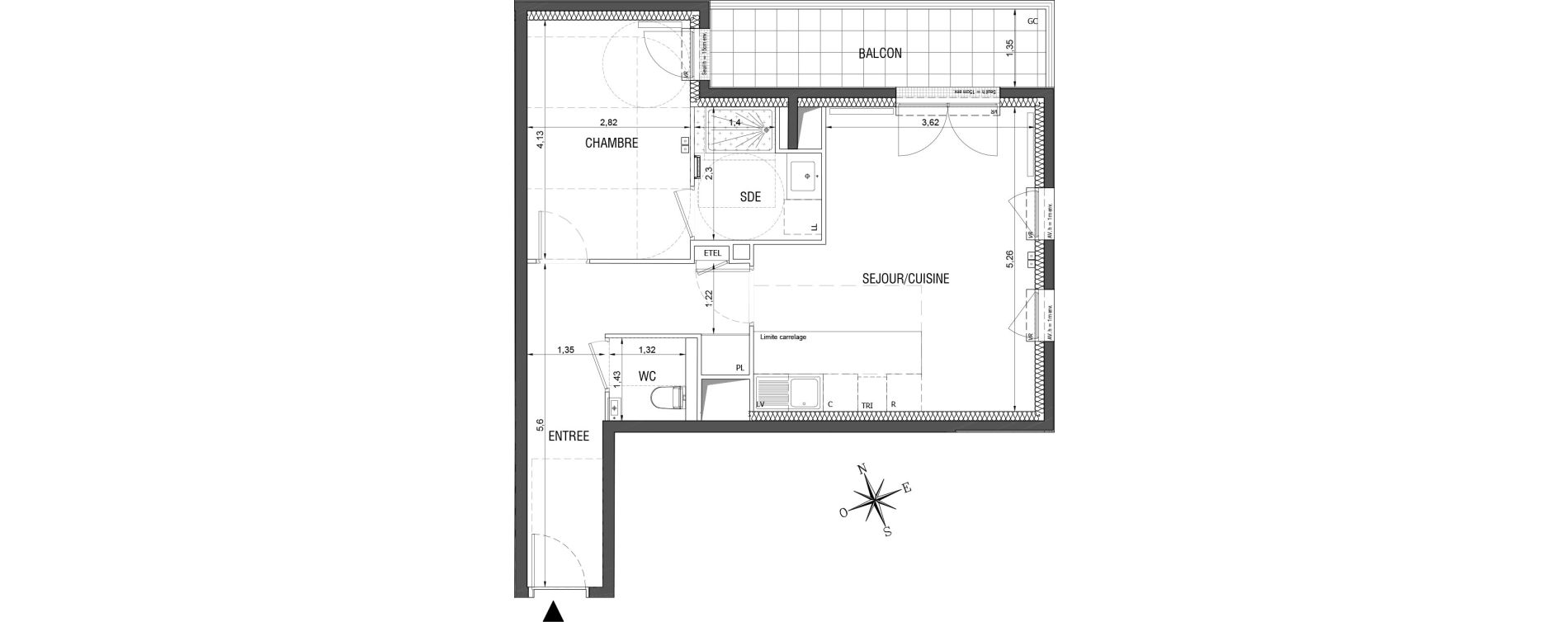 Appartement T2 de 52,03 m2 &agrave; Rueil-Malmaison L'arsenal