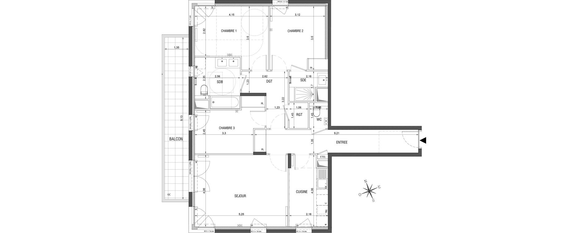 Appartement T4 de 94,53 m2 &agrave; Rueil-Malmaison L'arsenal