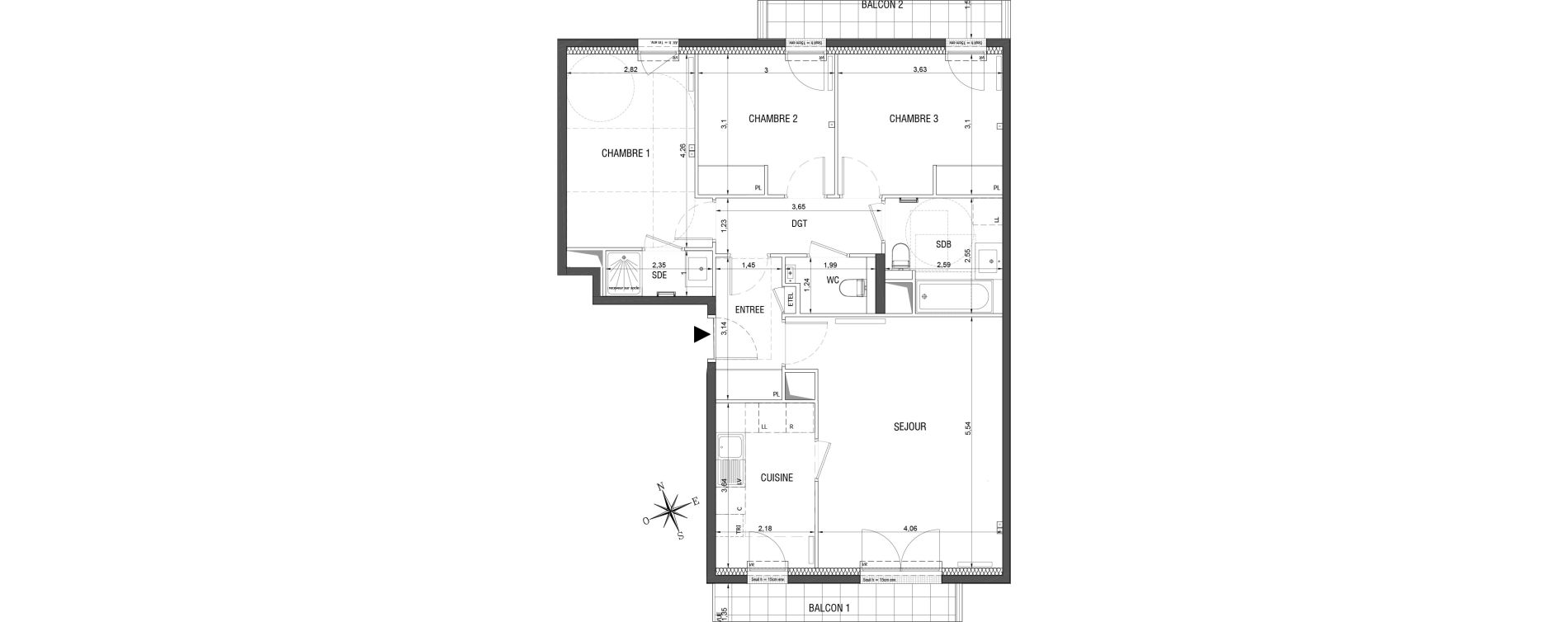 Appartement T4 de 83,89 m2 &agrave; Rueil-Malmaison L'arsenal