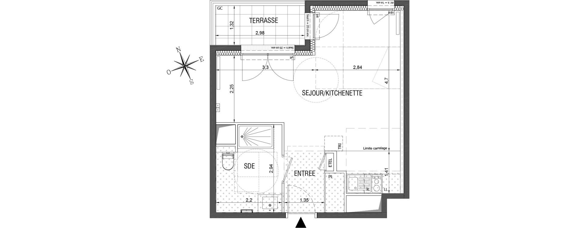 Appartement T1 de 34,12 m2 &agrave; Rueil-Malmaison L'arsenal