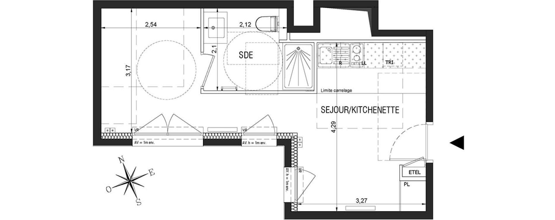 Appartement T1 de 28,90 m2 &agrave; Rueil-Malmaison L'arsenal