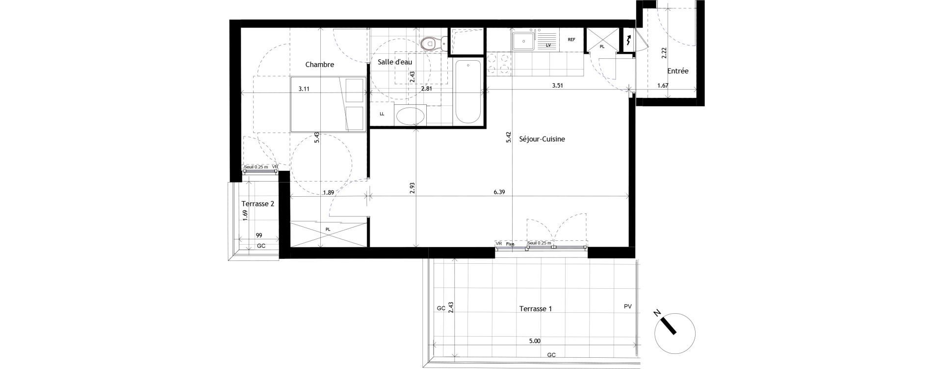 Appartement T2 de 51,38 m2 &agrave; Rueil-Malmaison Centre