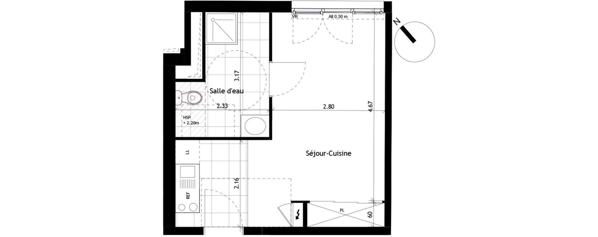 Appartement T1 de 25,75 m2 &agrave; Rueil-Malmaison Centre