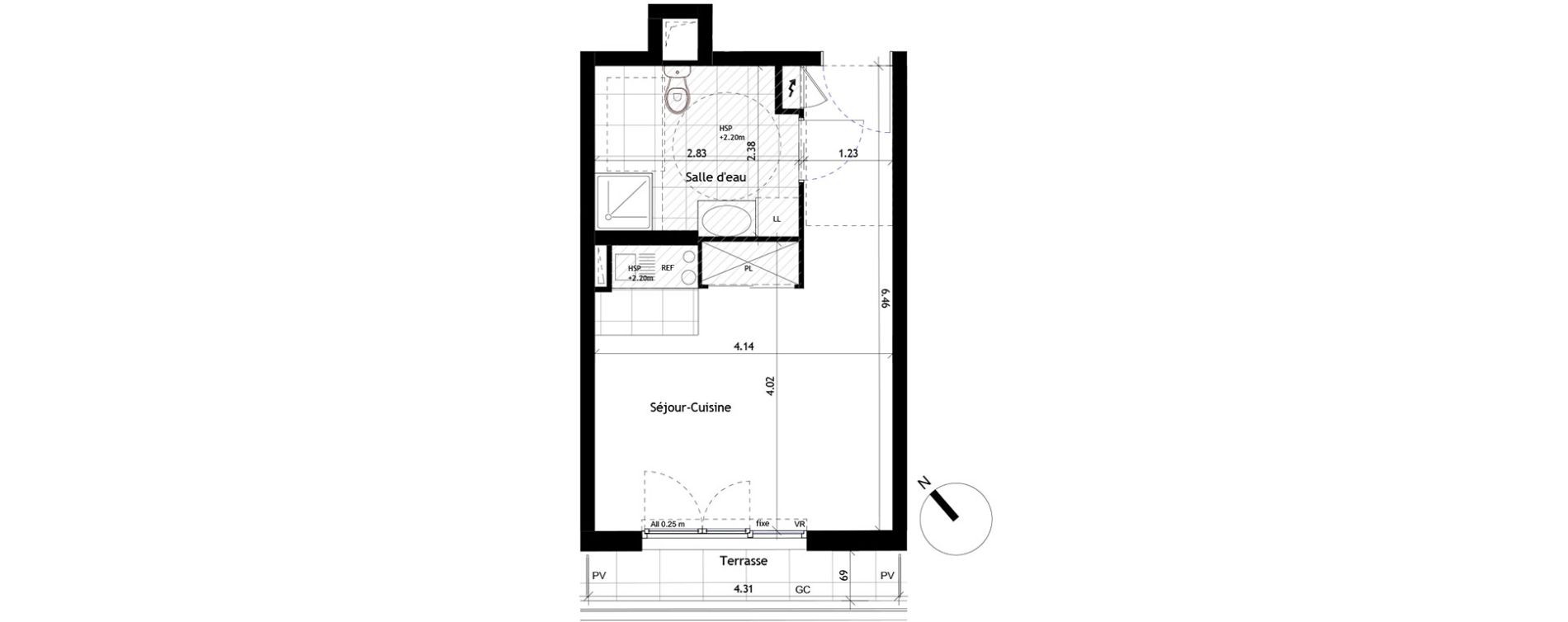 Appartement T1 de 25,74 m2 &agrave; Rueil-Malmaison Centre