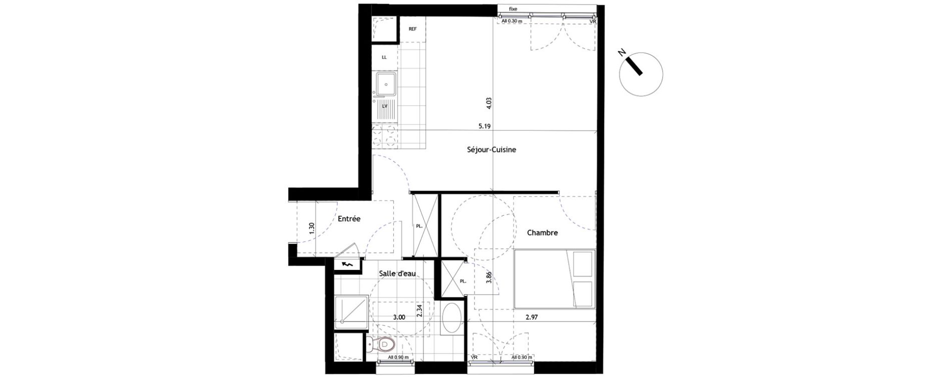 Appartement T2 de 43,41 m2 &agrave; Rueil-Malmaison Centre