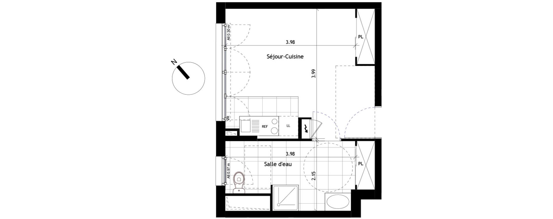 Appartement T1 de 26,36 m2 &agrave; Rueil-Malmaison Centre