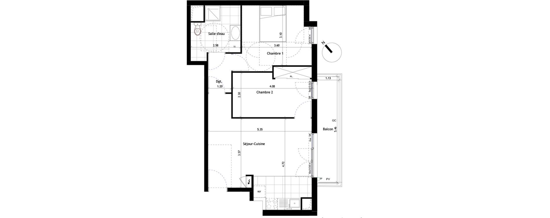 Appartement T3 de 53,07 m2 &agrave; Rueil-Malmaison Centre
