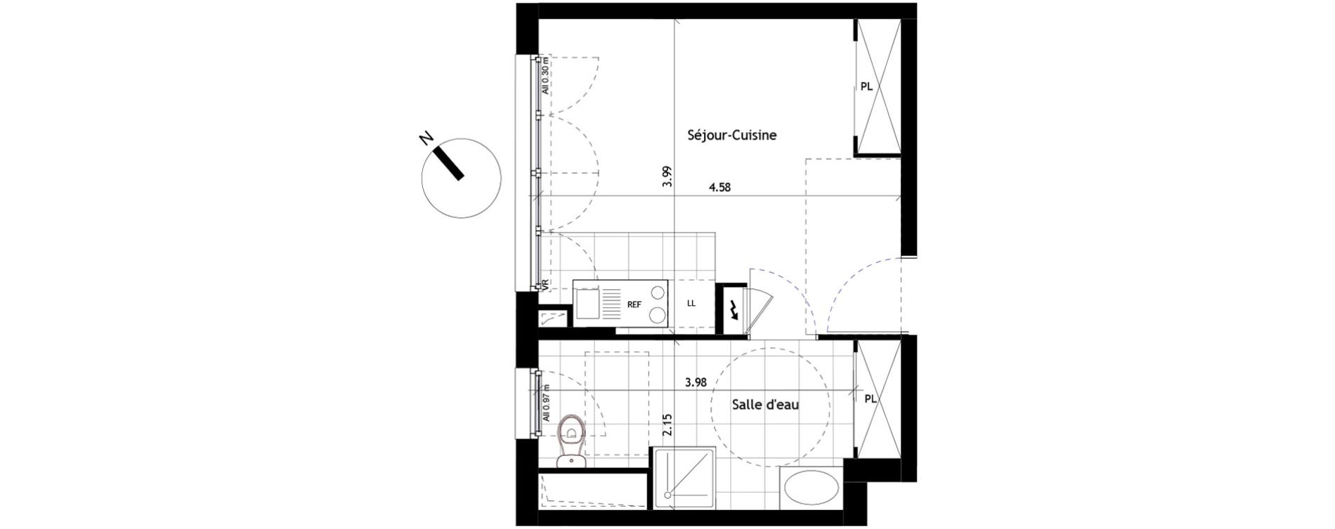 Appartement T1 de 26,33 m2 &agrave; Rueil-Malmaison Centre