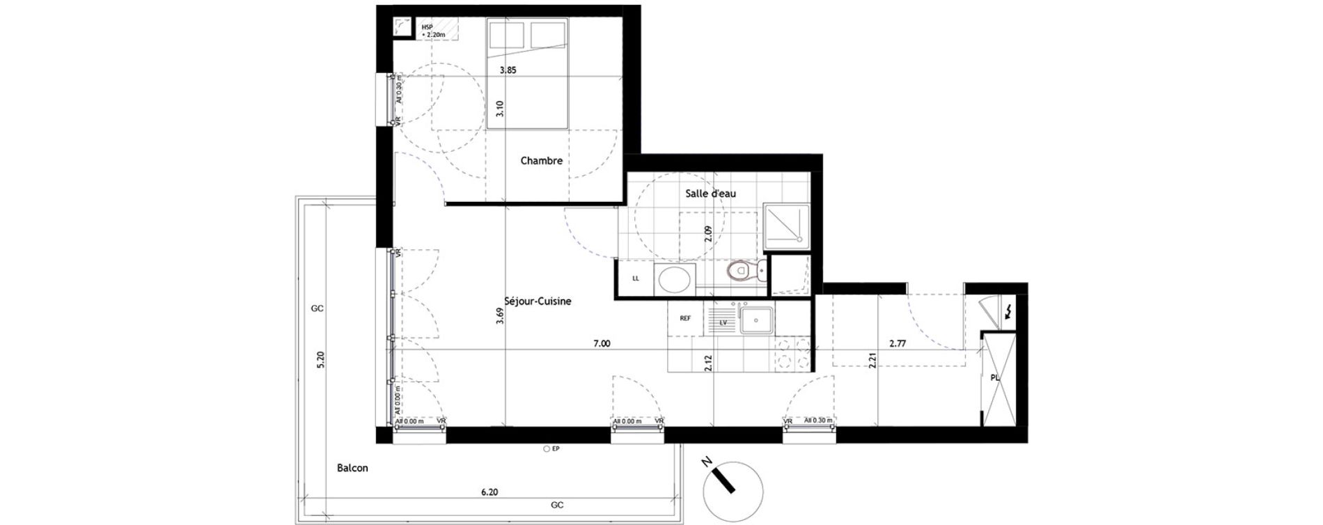 Appartement T2 de 45,88 m2 &agrave; Rueil-Malmaison Centre
