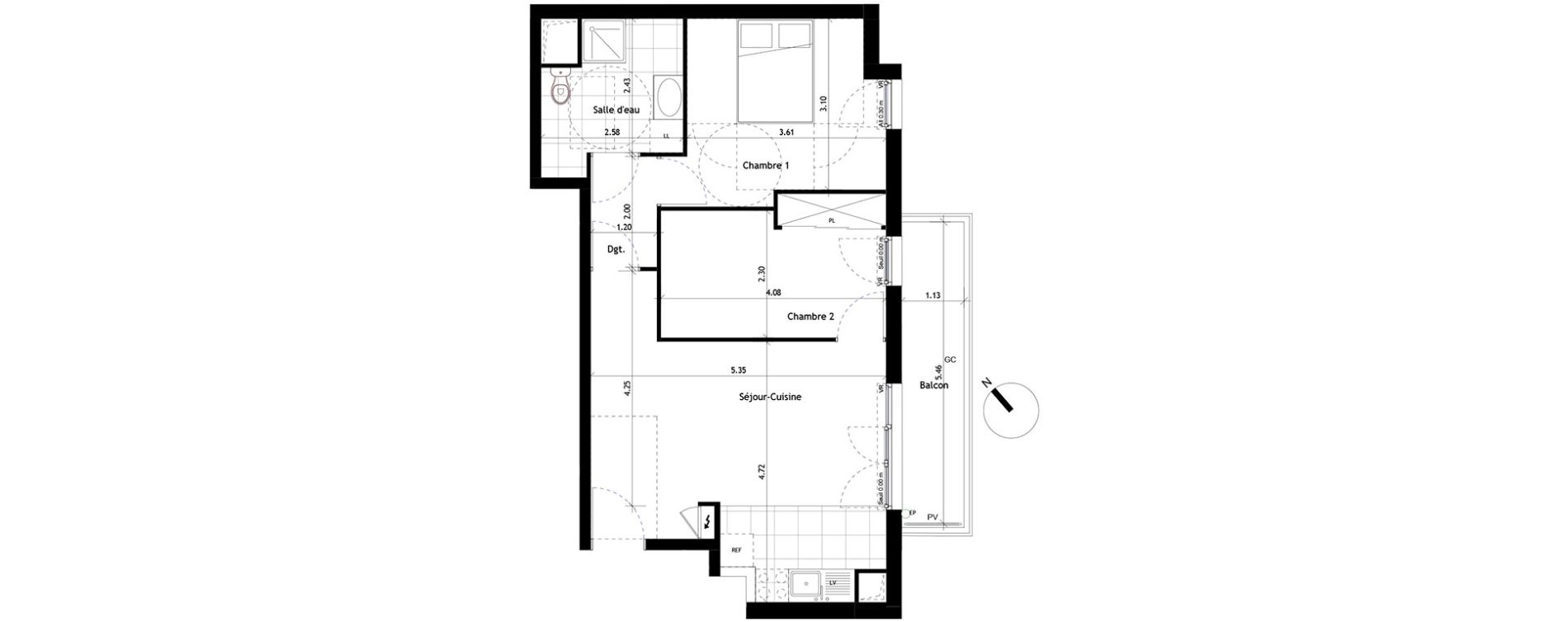 Appartement T3 de 53,10 m2 &agrave; Rueil-Malmaison Centre