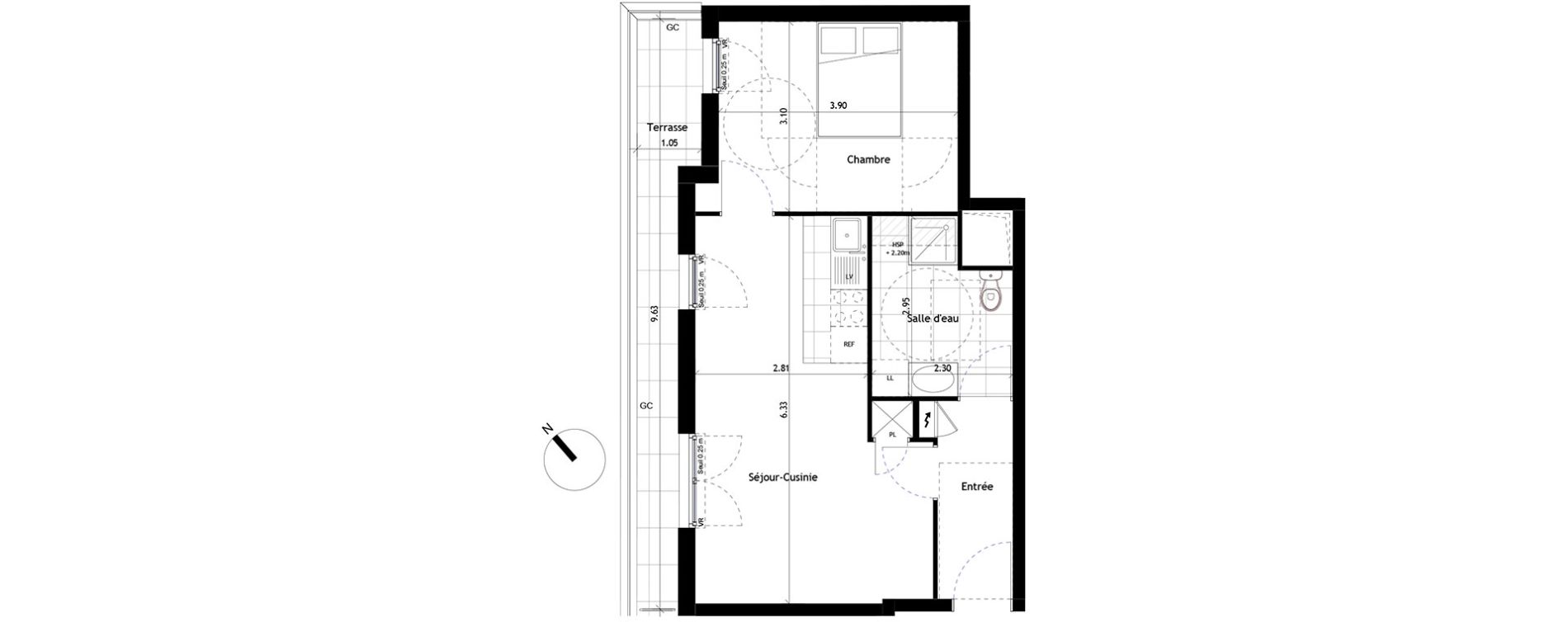 Appartement T2 de 43,24 m2 &agrave; Rueil-Malmaison Centre
