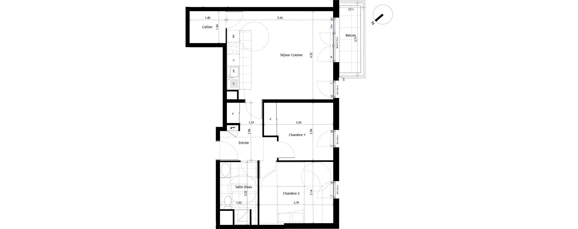 Appartement T3 de 60,98 m2 &agrave; Rueil-Malmaison Centre