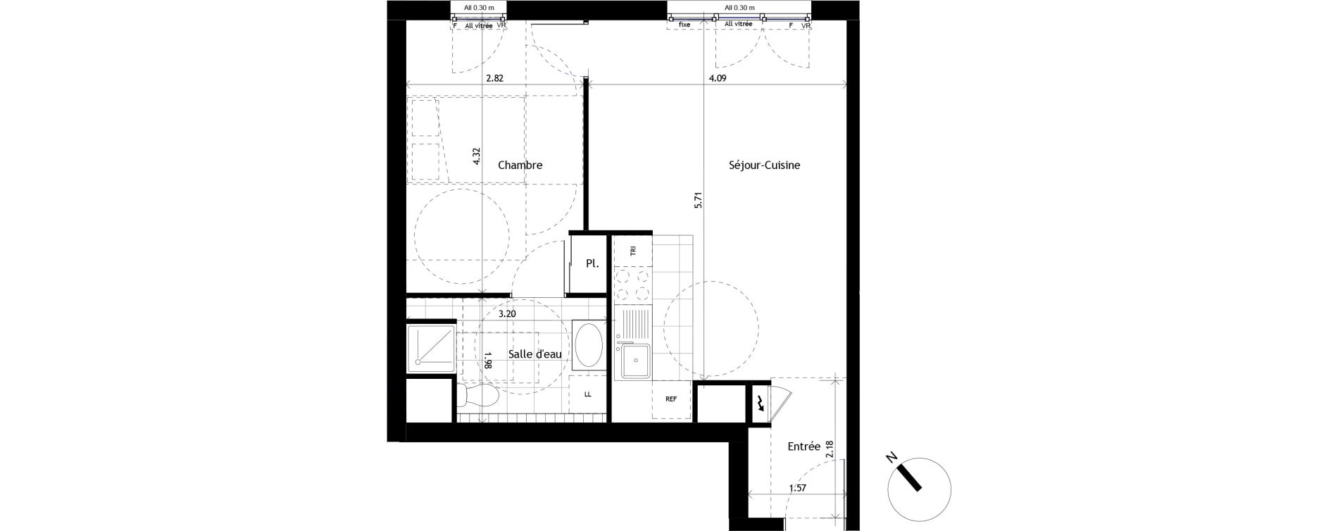 Appartement T2 de 44,57 m2 &agrave; Rueil-Malmaison Centre