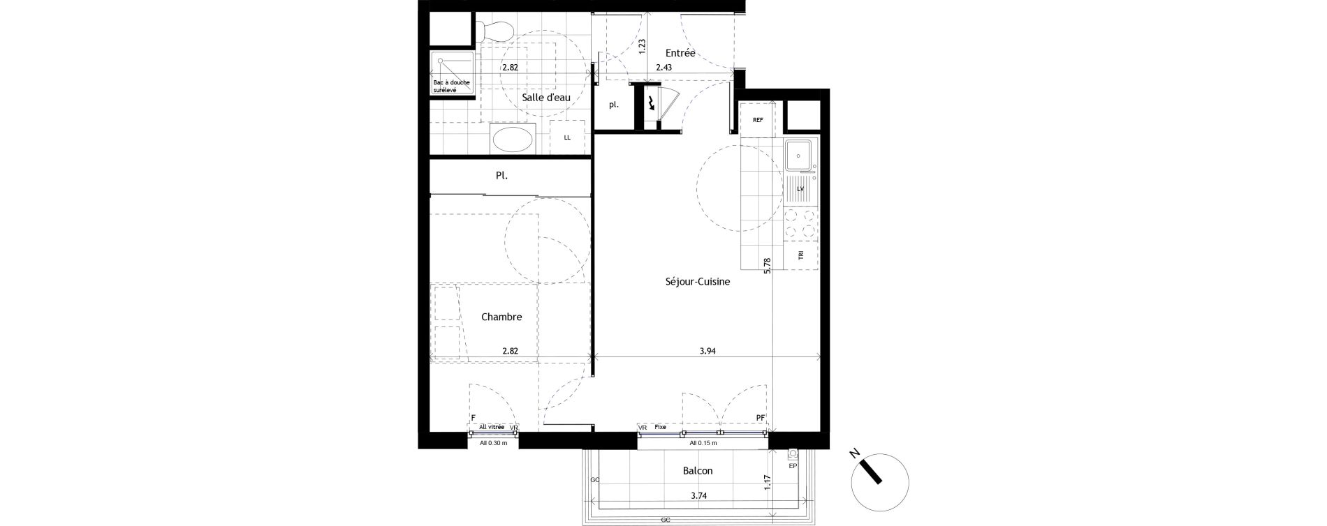 Appartement T2 de 45,42 m2 &agrave; Rueil-Malmaison Centre