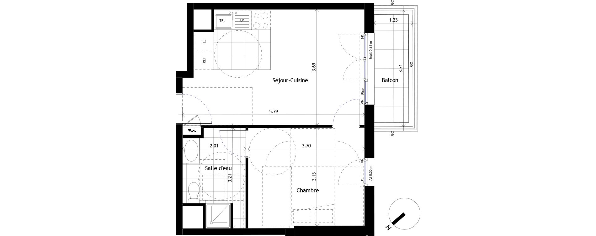 Appartement T2 de 37,43 m2 &agrave; Rueil-Malmaison Centre