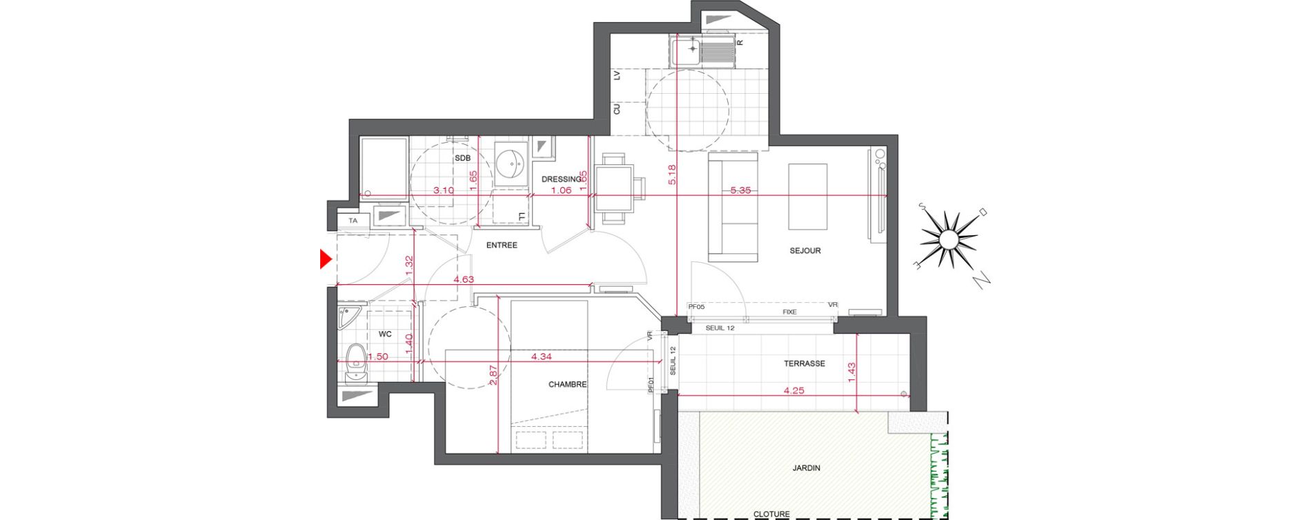 Appartement T2 de 48,13 m2 &agrave; Rueil-Malmaison L'arsenal