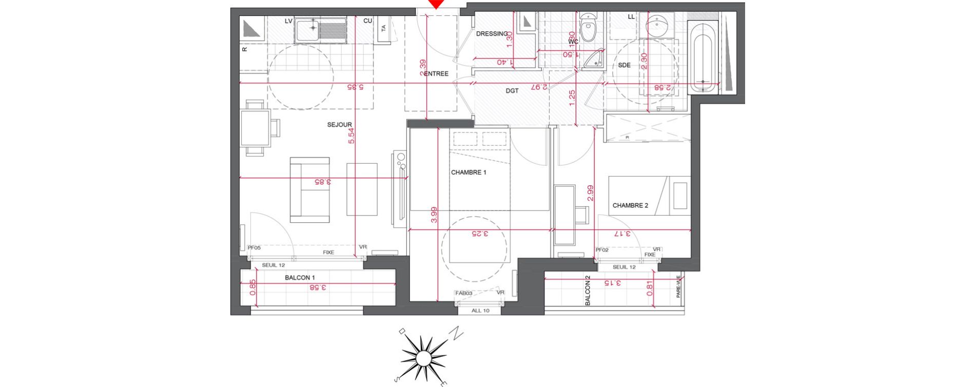 Appartement T3 de 59,45 m2 &agrave; Rueil-Malmaison L'arsenal