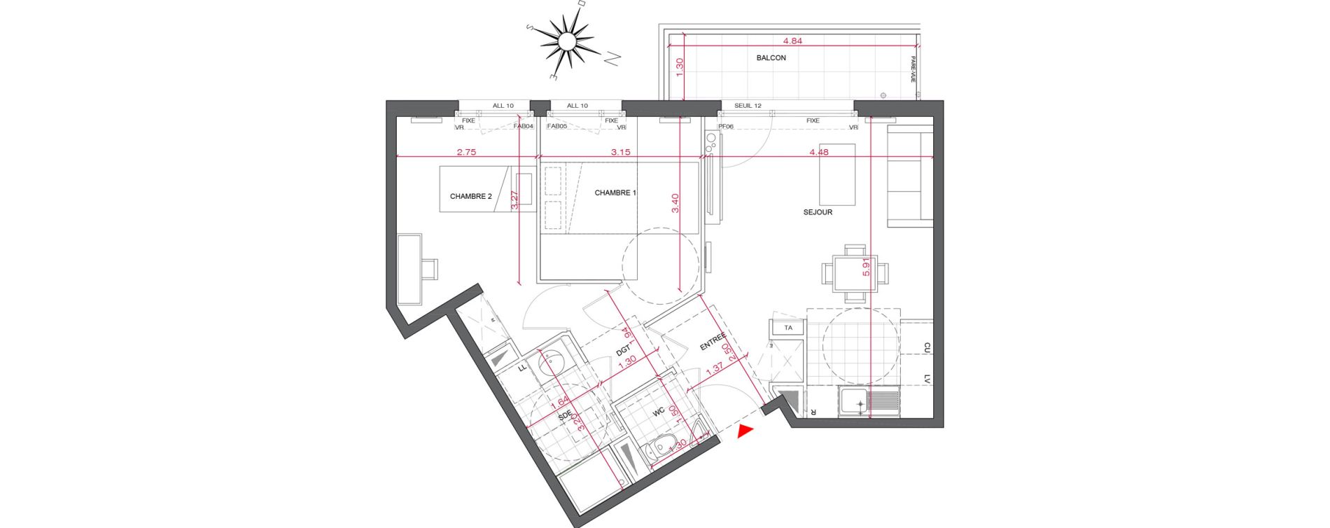 Appartement T3 de 59,44 m2 &agrave; Rueil-Malmaison L'arsenal