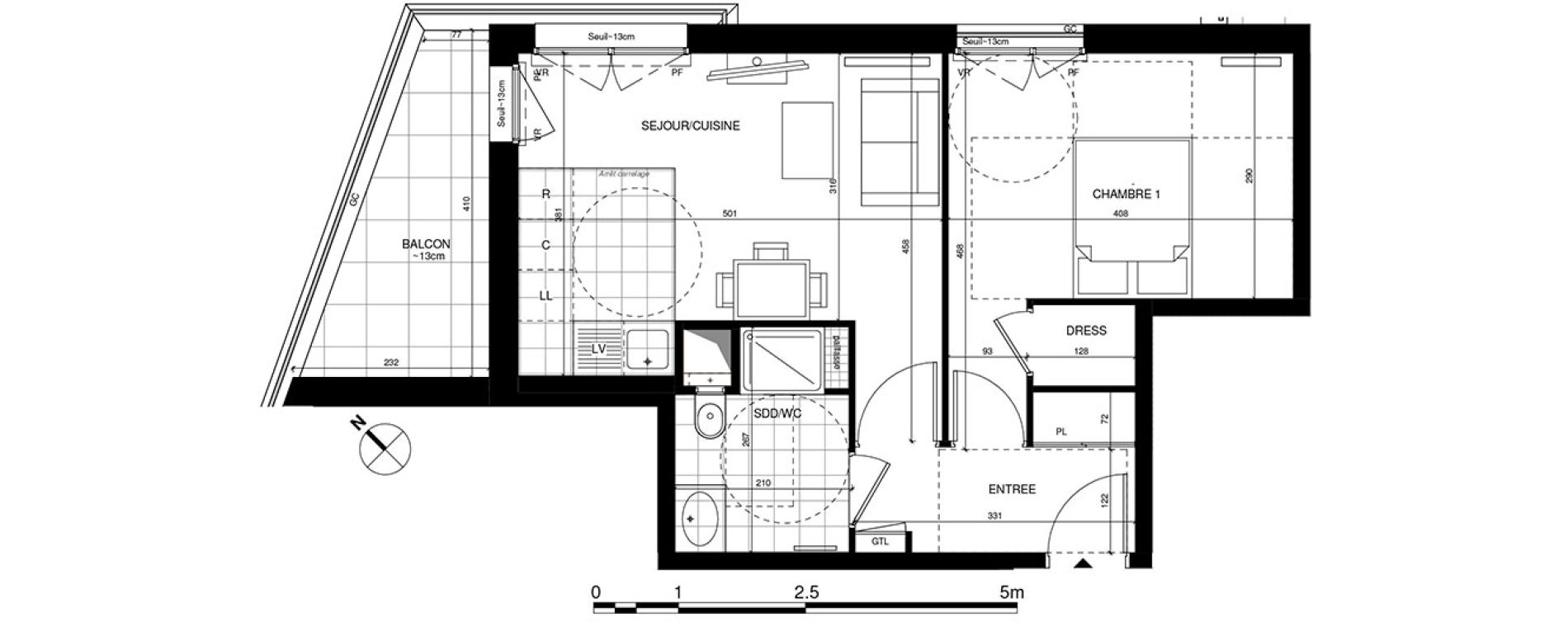 Appartement T2 de 42,80 m2 &agrave; Rueil-Malmaison Centre