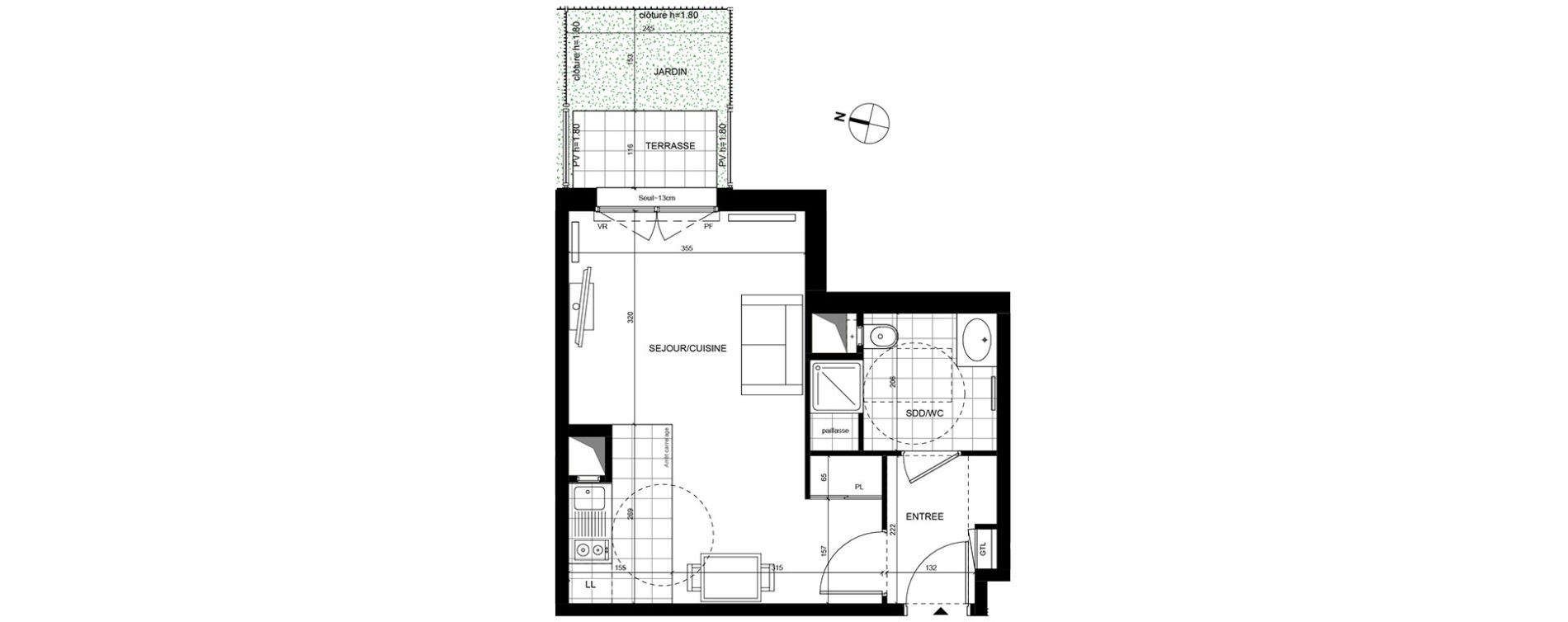 Appartement T1 de 31,30 m2 &agrave; Rueil-Malmaison Centre