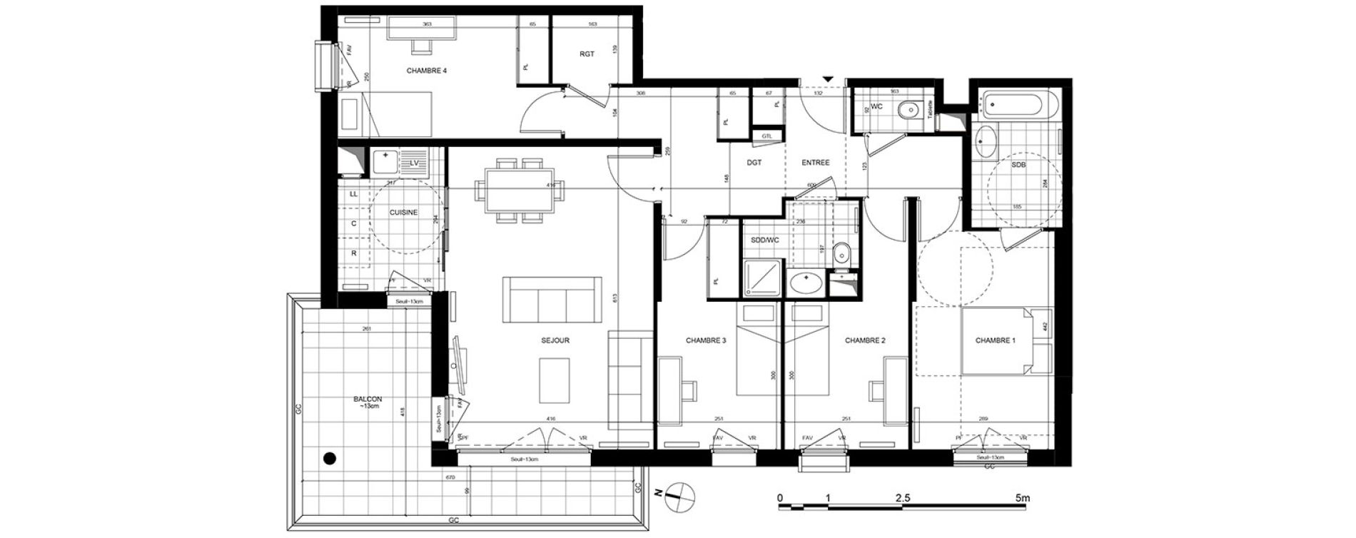 Appartement T5 de 101,90 m2 &agrave; Rueil-Malmaison Centre