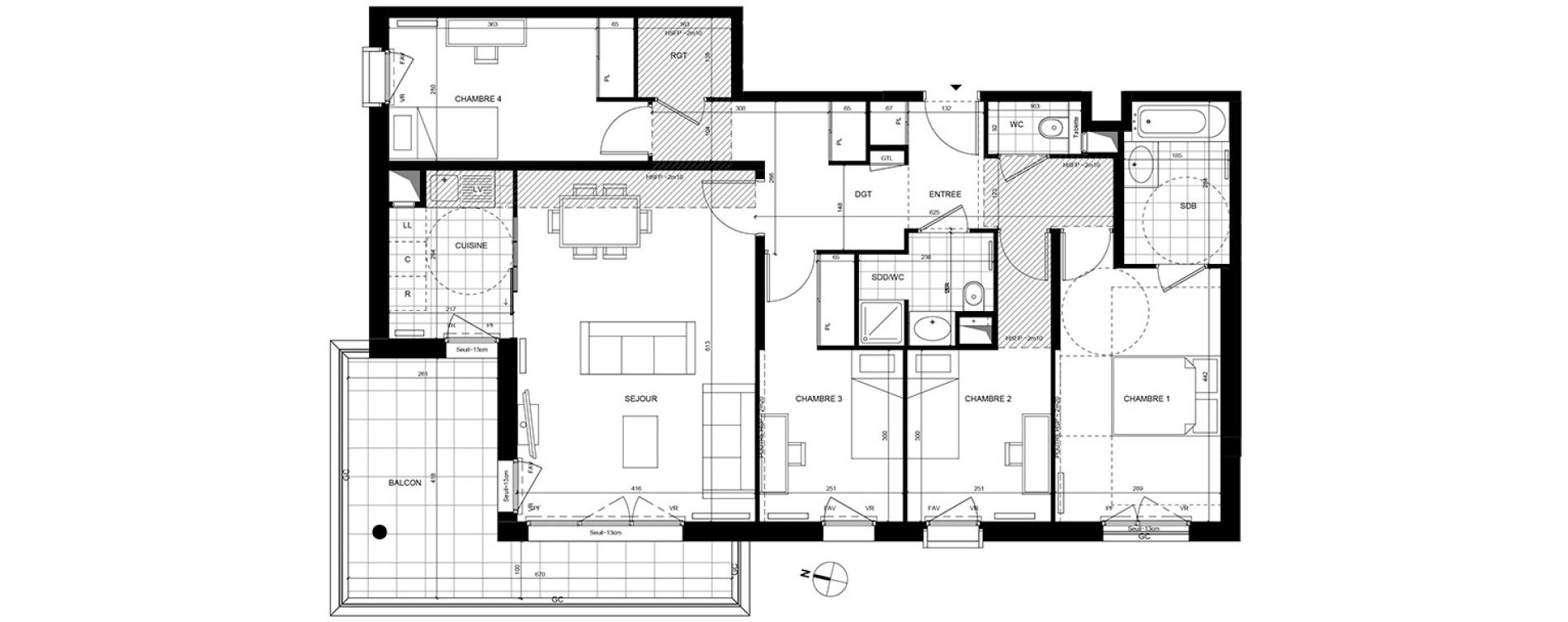 Appartement T5 de 100,90 m2 &agrave; Rueil-Malmaison Centre
