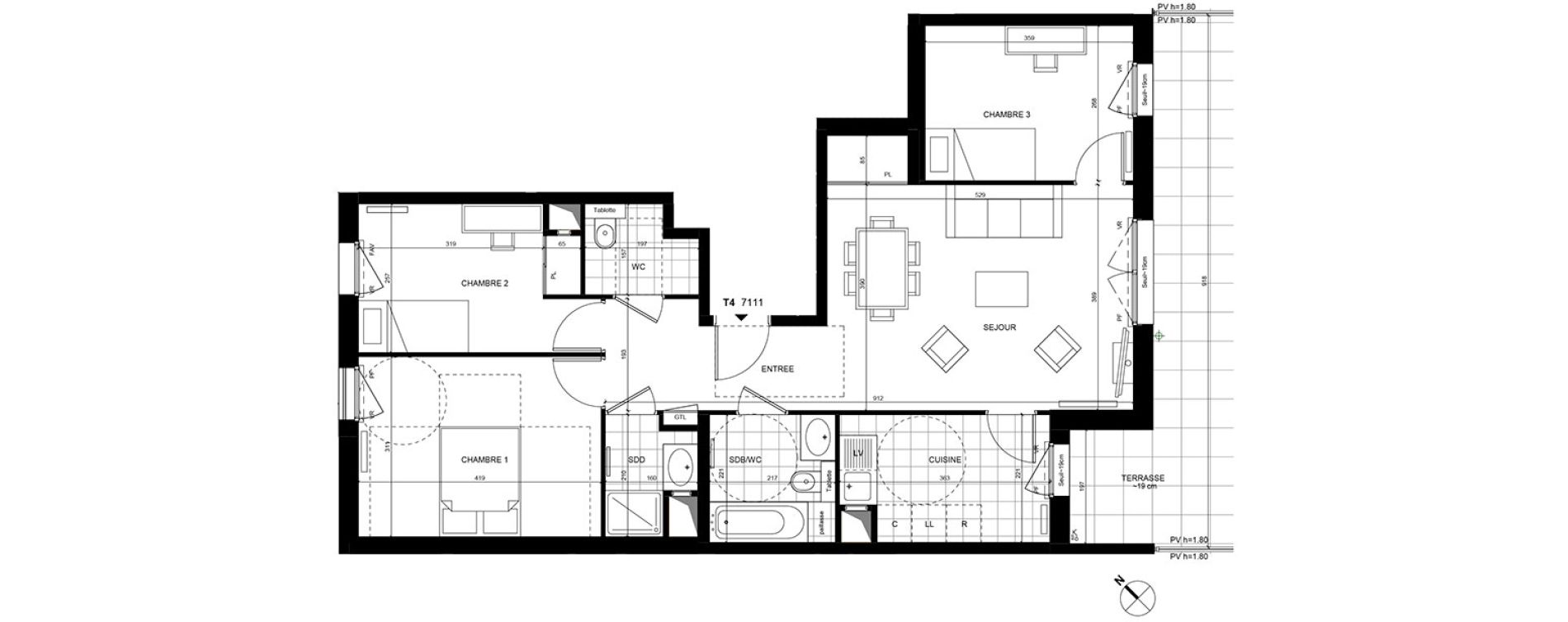 Appartement T4 de 78,00 m2 &agrave; Rueil-Malmaison Centre